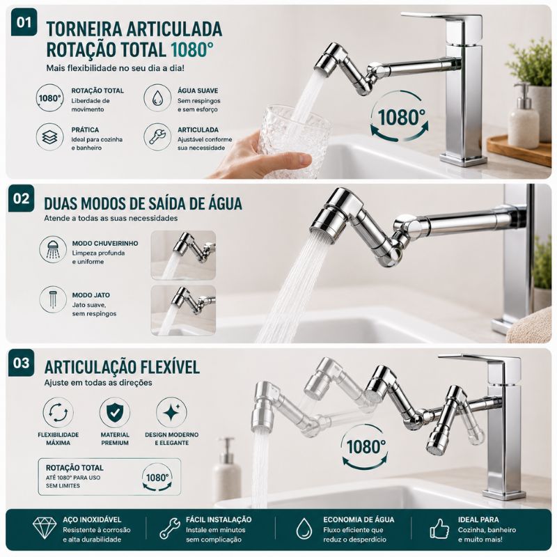 Extensor de Torneira Articulado 1080°